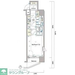 ジェノヴィア南麻布グリーンヴェール 1Kの間取図画像