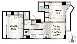 レイランド・アザブ 2LDKの間取図画像