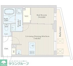イプセ高輪台 1LDKの間取図画像