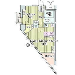 GrandCru新宿御苑 1LDKの間取図画像