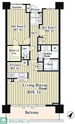 クラッサ目黒 2LDKの間取図画像