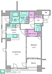レジディア代官山 1LDKの間取図画像