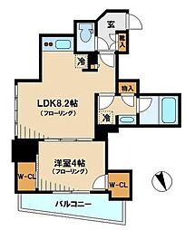 ザ・パークハビオ品川戸越 1LDKの間取図画像