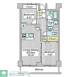 シェルクレール大森 2DKの間取図画像