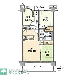 オーベルグランディオ萩中センターウィング 3LDKの間取図画像