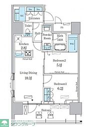 HARUMIFLAGPORTVILLAGED棟 2LDKの間取図画像