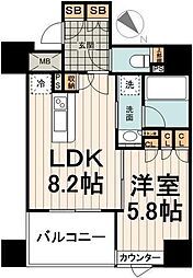 ParkAxis茅場町 1LDKの間取図画像