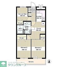 ドエルリバーサイド大島 3DKの間取図画像
