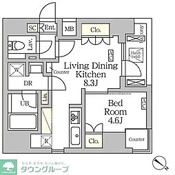 アジールコート松濤 1LDKの間取図画像