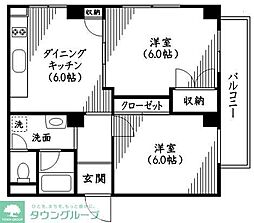 ファミール築地 2DKの間取図画像