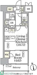 ザ・パークハビオ神楽坂レジデンスSouth 1LDKの間取図画像