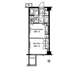 パークアクシス目黒本町 1DKの間取図画像