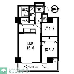 シティコート目黒4号棟 2LDKの間取図画像