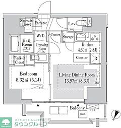 リブクオーレ神保町 1LDKの間取図画像