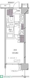 A-standard芝浦 1Kの間取図画像