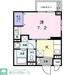 サンフラット 1Kの間取図画像
