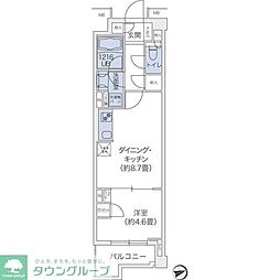 代官山BLESS鉢山 1DKの間取図画像