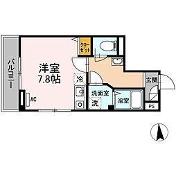 RIVERE狸穴 ワンルームの間取図画像