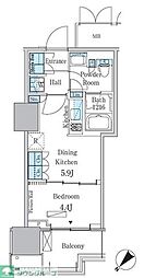 HARUMIFLAGPARKVILLAGEB棟 1DKの間取図画像