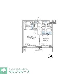 Rovine目黒東山 1LDKの間取図画像