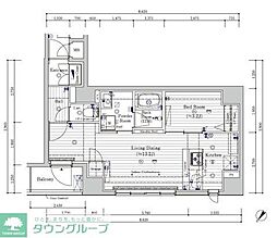 プレール・ドゥーク日本橋浜町 1LDKの間取図画像