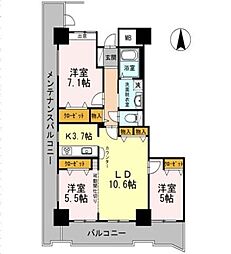 品川シーサイドビュータワー2 3LDKの間取図画像