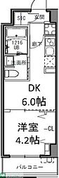 S-RESIDENCE目黒大岡山 1DKの間取図画像