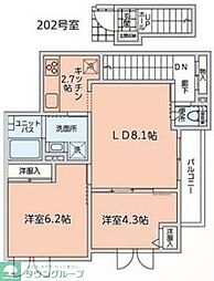 富士ハイツ 2LDKの間取図画像