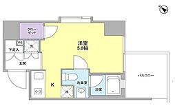 リバーレ月島 ワンルームの間取図画像