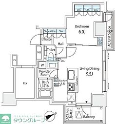 シャリエ御茶ノ水 1LDKの間取図画像