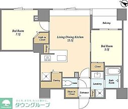 東神田テラスレジデンス 2LDKの間取図画像