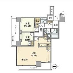 ザ・パークハウス晴海タワーズクロノレジデンス 2LDKの間取図画像