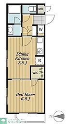 エースコート学芸大学 1DKの間取図画像