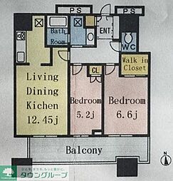 クレストプライムタワー芝 2LDKの間取図画像