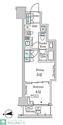PARKAXIS三番町 1DKの間取図画像