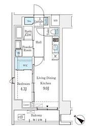PRIMERESIDENCESHIBUYA 1LDKの間取図画像