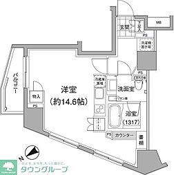 パークハビオ元麻布 ワンルームの間取図画像