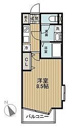 エコロジー都立大学レジデンス 1Kの間取図画像
