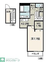 ゲミュートリヒ 1Kの間取図画像