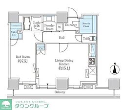 ベルファース芝浦タワー 1LDKの間取図画像