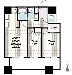 クレストプライムタワー芝 2LDKの間取図画像