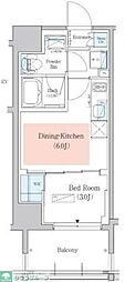 Urbanex深川木場 1DKの間取図画像