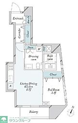 グランカーサ門前仲町 1LDKの間取図画像