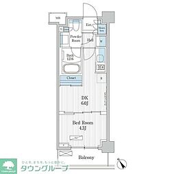 パークアクシス門前仲町テラス 1DKの間取図画像