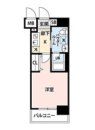 ガリシア浜松町 1Kの間取図画像