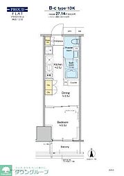 プラウドフラット四谷三丁目 1DKの間取図画像