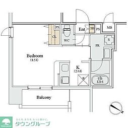 カスタリア人形町3 1Kの間取図画像