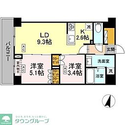 ロイジェント西新井 2LDKの間取図画像