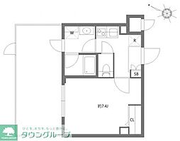 ハーモニーレジデンス品川高輪 1Kの間取図画像