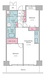 レジディア芝浦 2LDKの間取図画像